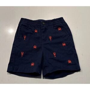Janie And Jack Boys Size 18-24 Month Navy Blue Lobster Crab Print Shorts Coastal
